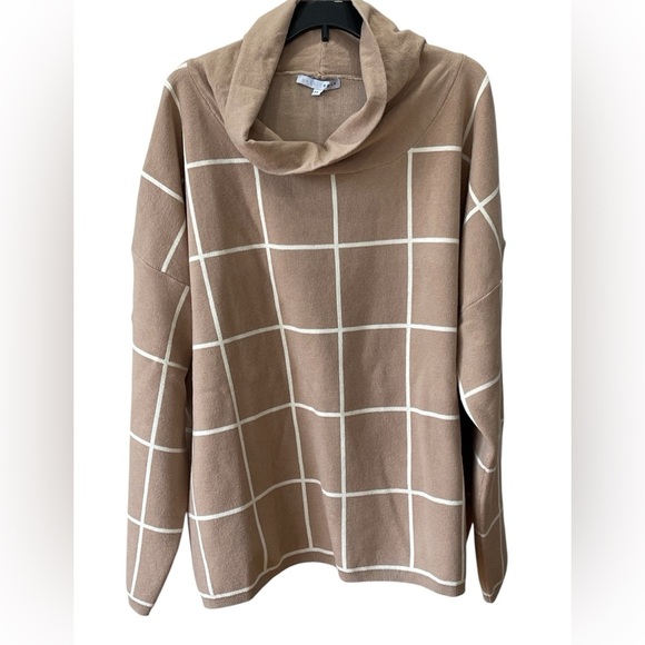 Baltic Born Tahoe Turtleneck windowpane sweater size 3X office cozy neutral work - Picture 2 of 16